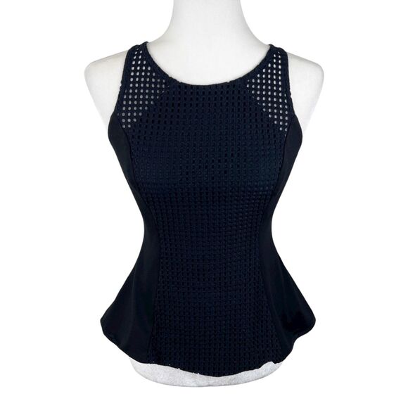 Guess Sleeveless Blouse Women Extra Small Black Eyelet Detail Casual Tank Top - Picture 1 of 11